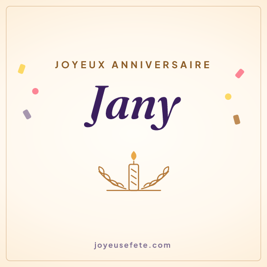 Image carrée « Joyeux anniversaire Jany » pour WhatsApp