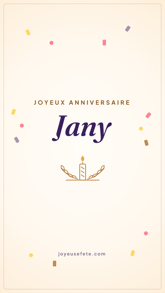 Image « Joyeux anniversaire Jany » au format story