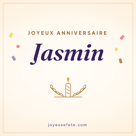 Image carrée « Joyeux anniversaire Jasmin » pour WhatsApp