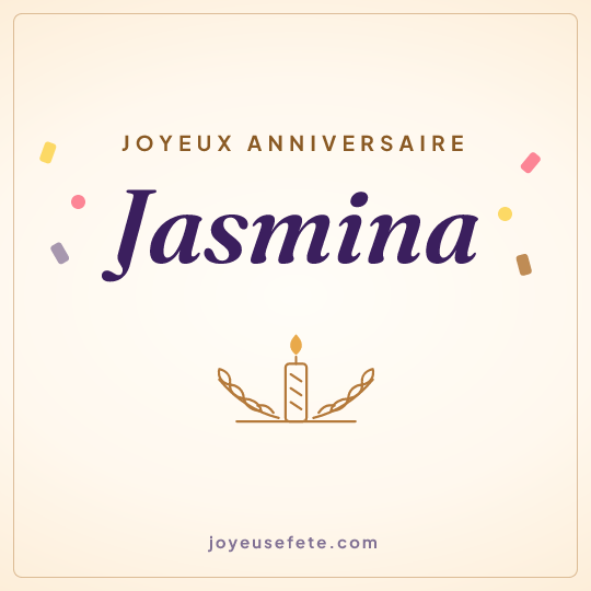 Image carrée « Joyeux anniversaire Jasmina » pour WhatsApp