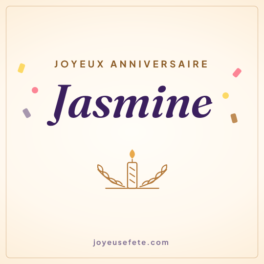 Image carrée « Joyeux anniversaire Jasmine » pour WhatsApp
