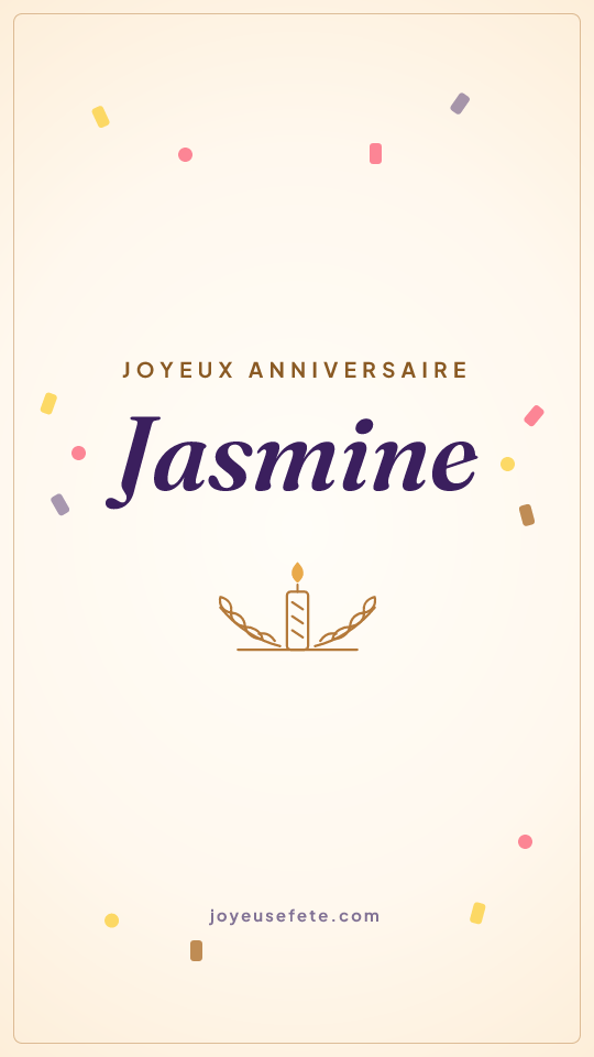 Image « Joyeux anniversaire Jasmine » au format story