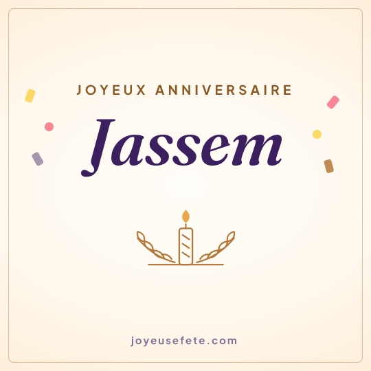 Image carrée « Joyeux anniversaire Jassem » pour WhatsApp