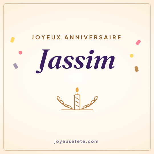 Image carrée « Joyeux anniversaire Jassim » pour WhatsApp