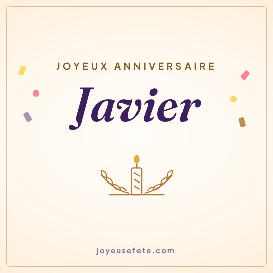 Image carrée « Joyeux anniversaire Javier » pour WhatsApp