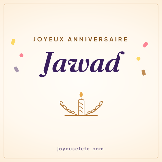 Image carrée « Joyeux anniversaire Jawad » pour WhatsApp