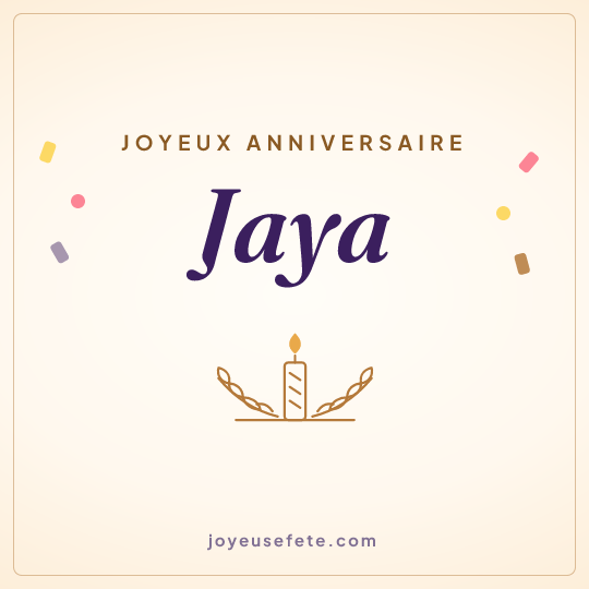 Image carrée « Joyeux anniversaire Jaya » pour WhatsApp