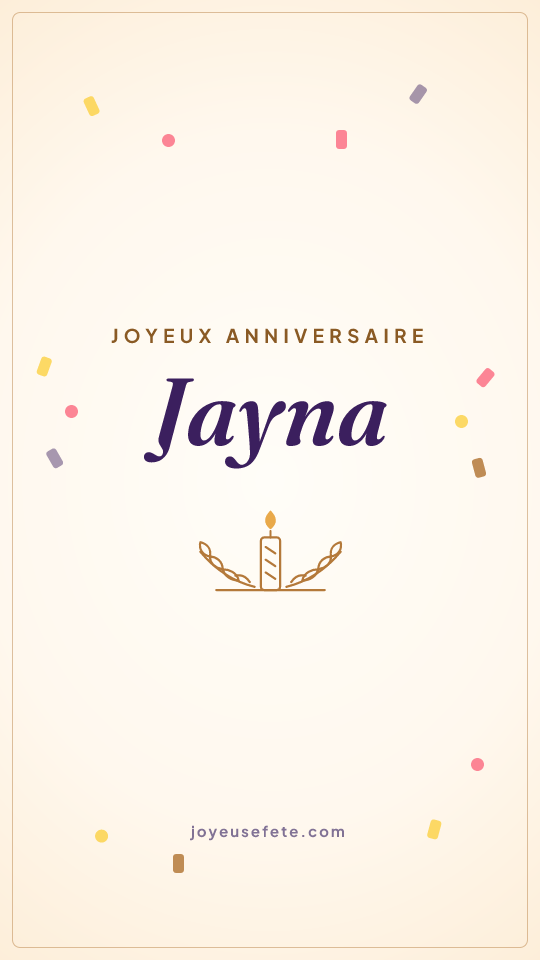 Image « Joyeux anniversaire Jayna » au format story