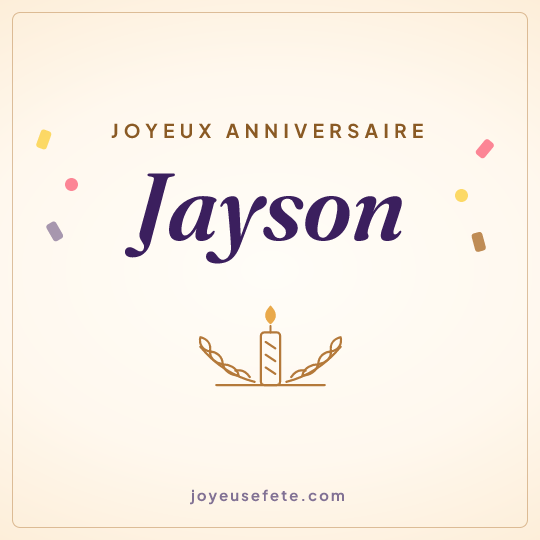 Image carrée « Joyeux anniversaire Jayson » pour WhatsApp