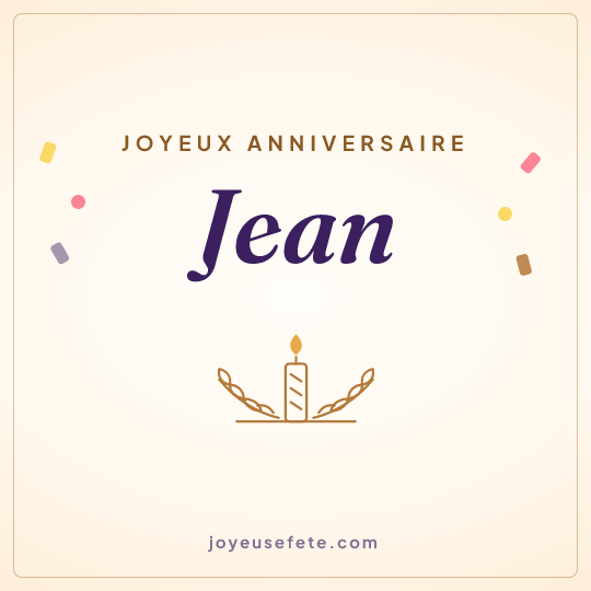 Image carrée « Joyeux anniversaire Jean » pour WhatsApp