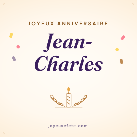 Image carrée « Joyeux anniversaire Jean-Charles » pour WhatsApp