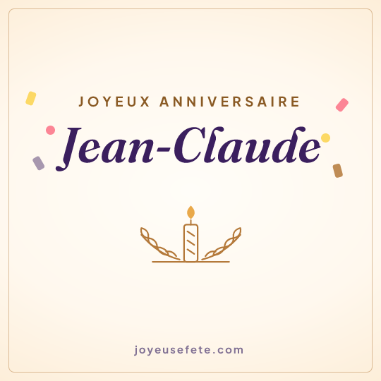 Image carrée « Joyeux anniversaire Jean-Claude » pour WhatsApp