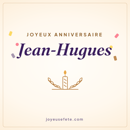 Image carrée « Joyeux anniversaire Jean-Hugues » pour WhatsApp