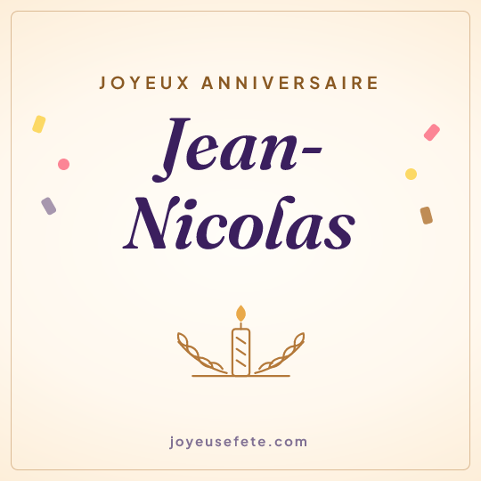 Image carrée « Joyeux anniversaire Jean-Nicolas » pour WhatsApp