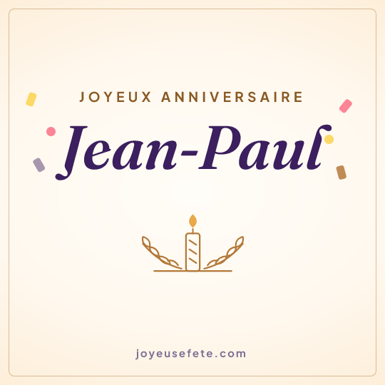 Image carrée « Joyeux anniversaire Jean-Paul » pour WhatsApp