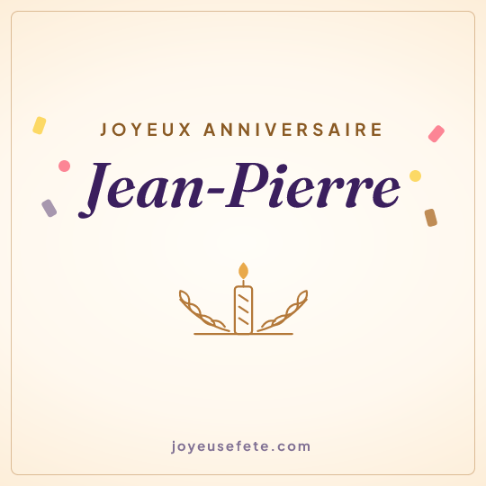 Image carrée « Joyeux anniversaire Jean-Pierre » pour WhatsApp