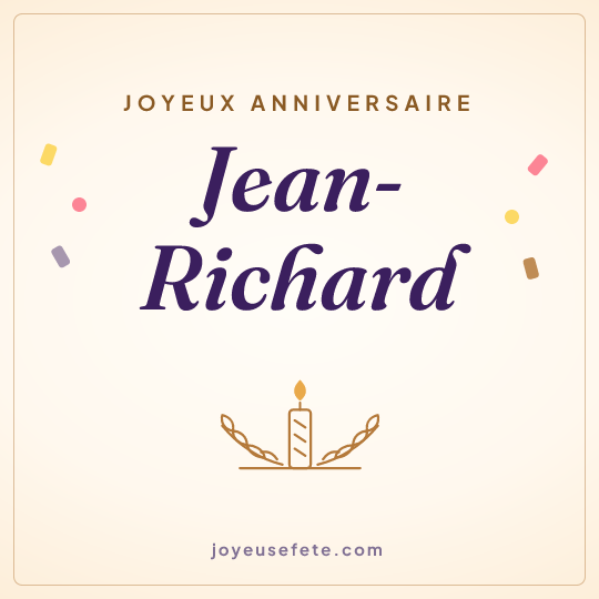 Image carrée « Joyeux anniversaire Jean-Richard » pour WhatsApp
