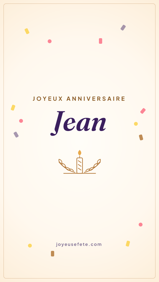 Image « Joyeux anniversaire Jean » au format story