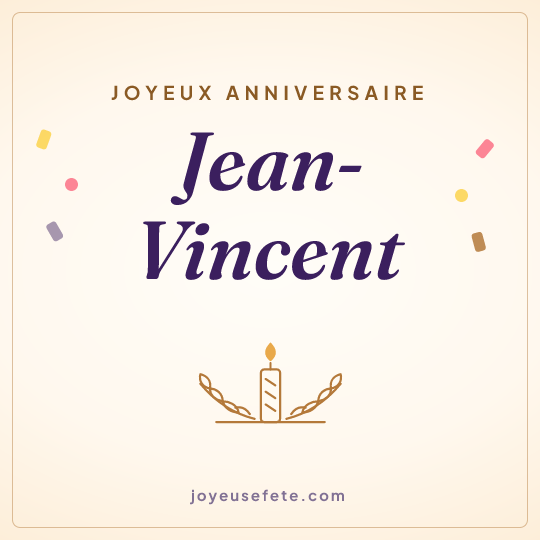 Image carrée « Joyeux anniversaire Jean-Vincent » pour WhatsApp