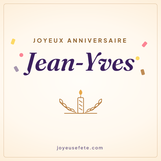 Image carrée « Joyeux anniversaire Jean-Yves » pour WhatsApp