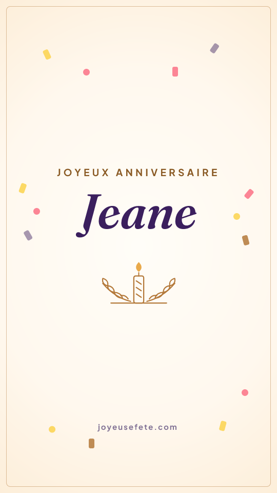 Image « Joyeux anniversaire Jeane » au format story
