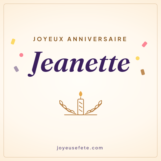 Image carrée « Joyeux anniversaire Jeanette » pour WhatsApp