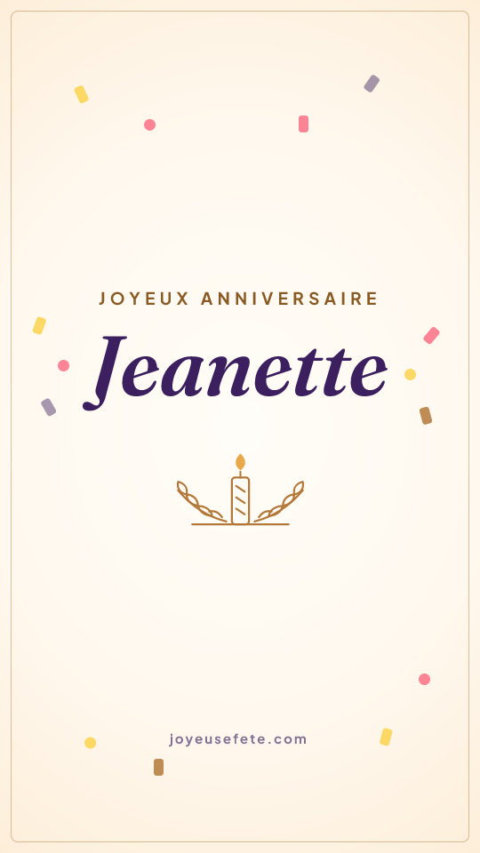 Image « Joyeux anniversaire Jeanette » au format story