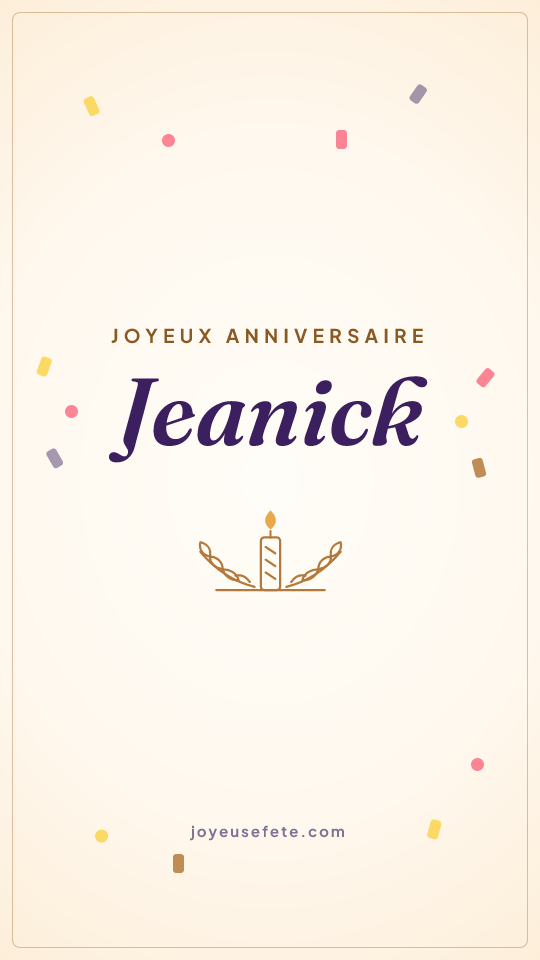Image « Joyeux anniversaire Jeanick » au format story