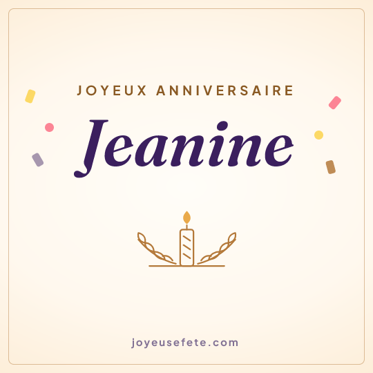 Image carrée « Joyeux anniversaire Jeanine » pour WhatsApp