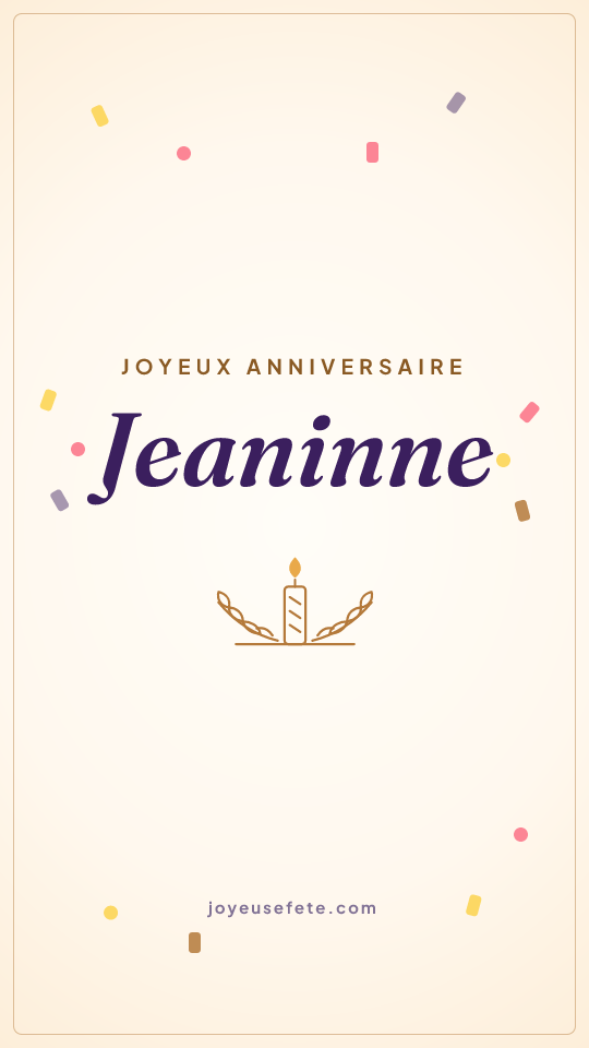 Image « Joyeux anniversaire Jeaninne » au format story