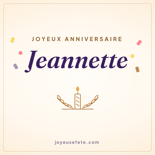 Image carrée « Joyeux anniversaire Jeannette » pour WhatsApp
