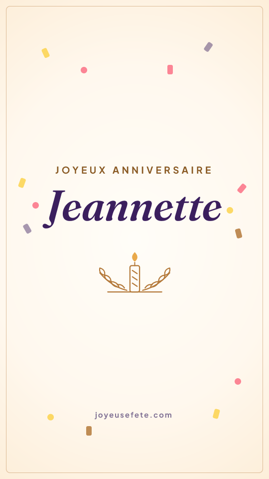 Image « Joyeux anniversaire Jeannette » au format story