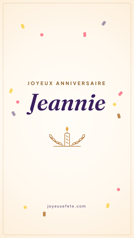 Image « Joyeux anniversaire Jeannie » au format story