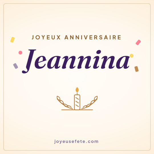 Image carrée « Joyeux anniversaire Jeannina » pour WhatsApp