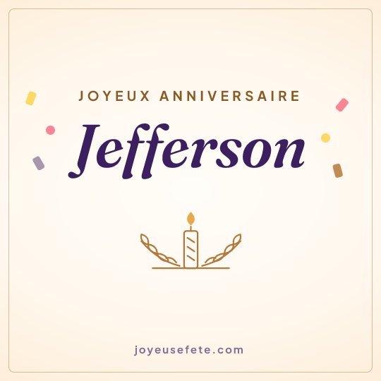 Image carrée « Joyeux anniversaire Jefferson » pour WhatsApp