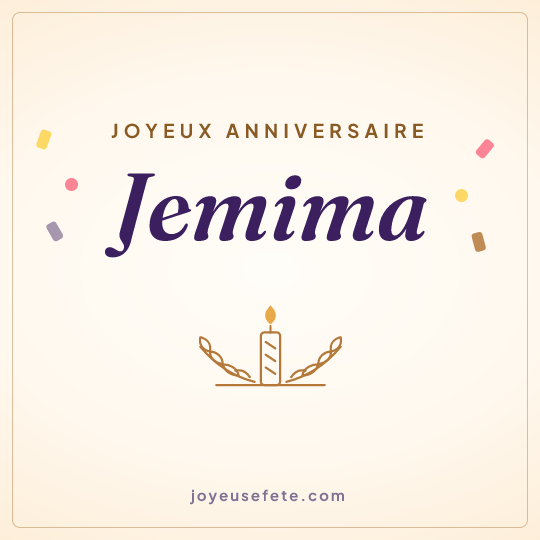 Image carrée « Joyeux anniversaire Jemima » pour WhatsApp