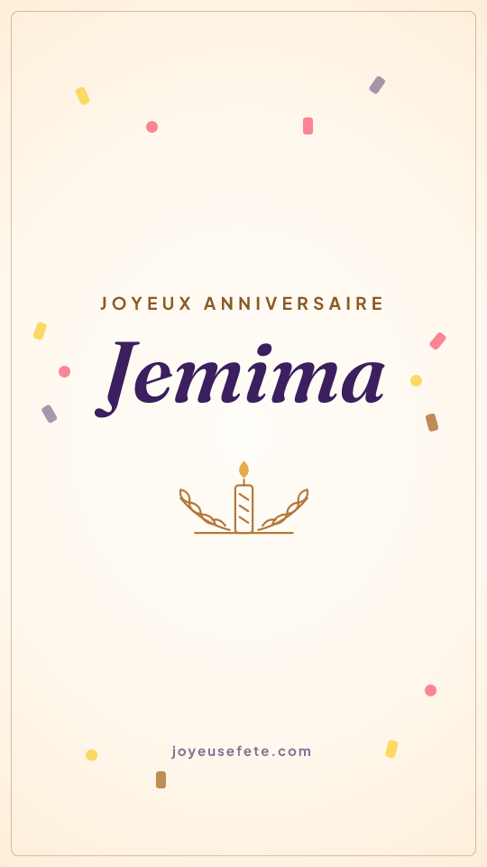 Image « Joyeux anniversaire Jemima » au format story