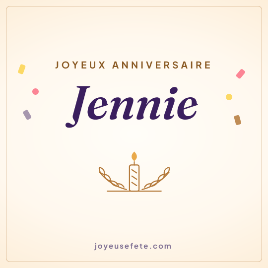 Image carrée « Joyeux anniversaire Jennie » pour WhatsApp