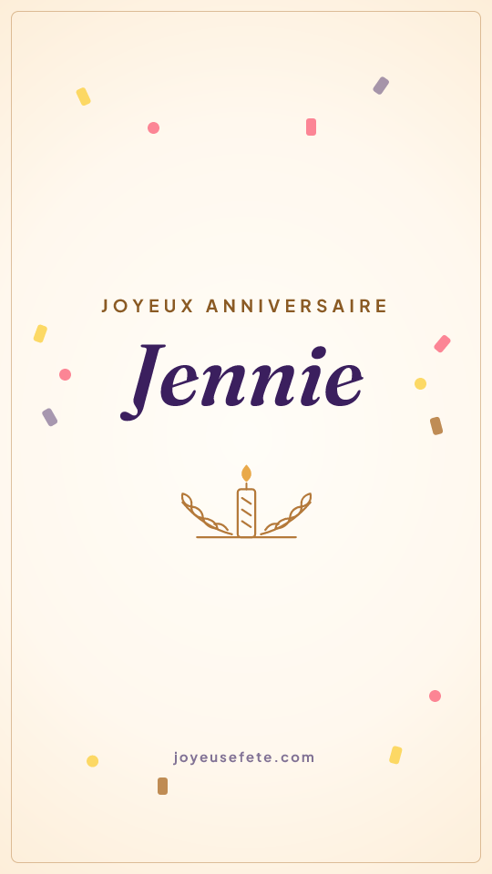 Image « Joyeux anniversaire Jennie » au format story