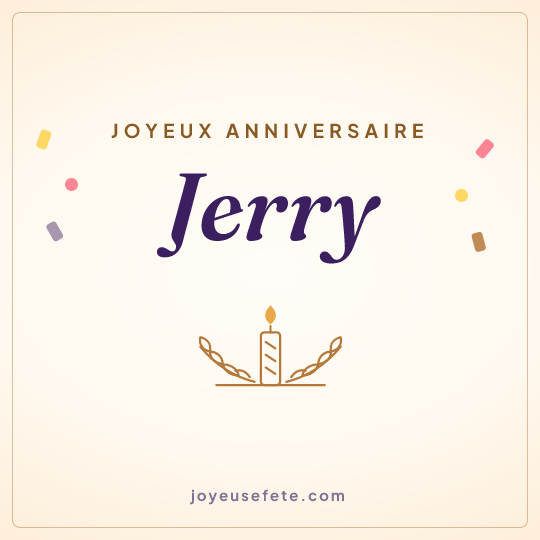 Image carrée « Joyeux anniversaire Jerry » pour WhatsApp