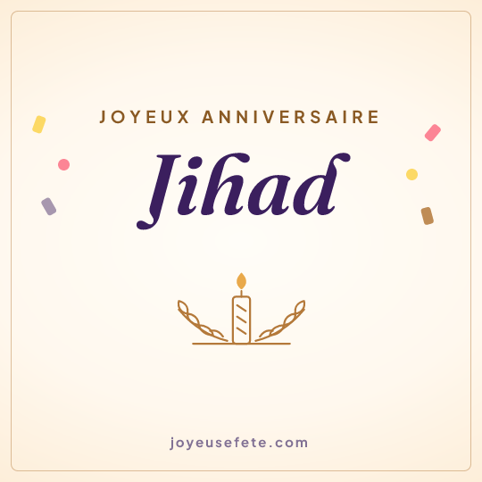 Image carrée « Joyeux anniversaire Jihad » pour WhatsApp