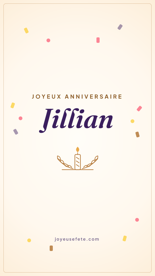 Image « Joyeux anniversaire Jillian » au format story