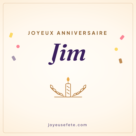 Image carrée « Joyeux anniversaire Jim » pour WhatsApp