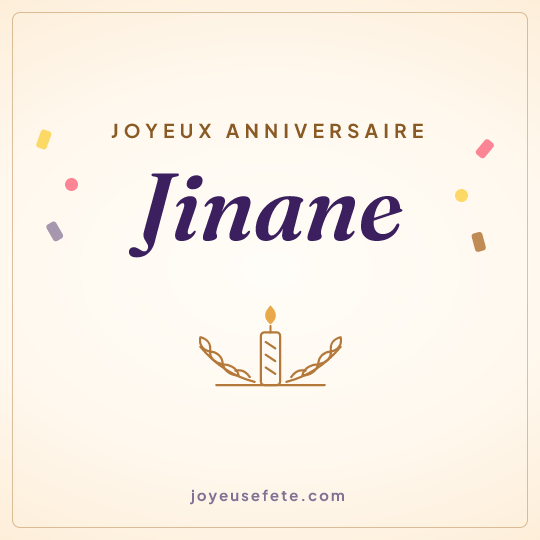Image carrée « Joyeux anniversaire Jinane » pour WhatsApp