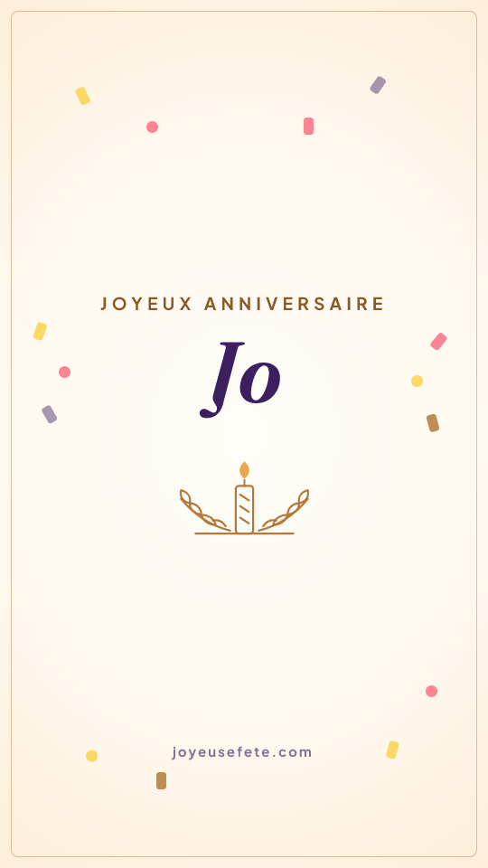 Image « Joyeux anniversaire Jo » au format story