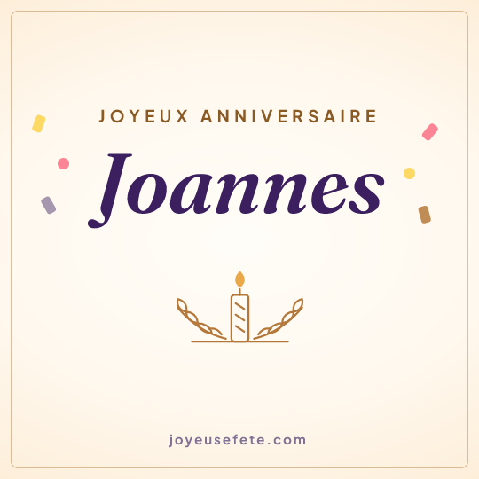 Image carrée « Joyeux anniversaire Joannes » pour WhatsApp