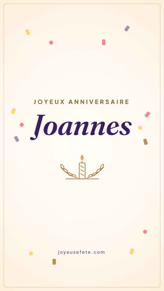 Image « Joyeux anniversaire Joannes » au format story