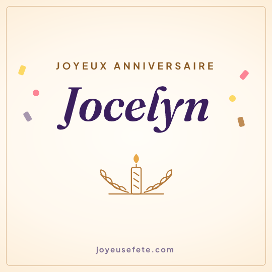 Image carrée « Joyeux anniversaire Jocelyn » pour WhatsApp