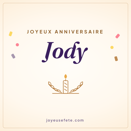 Image carrée « Joyeux anniversaire Jody » pour WhatsApp