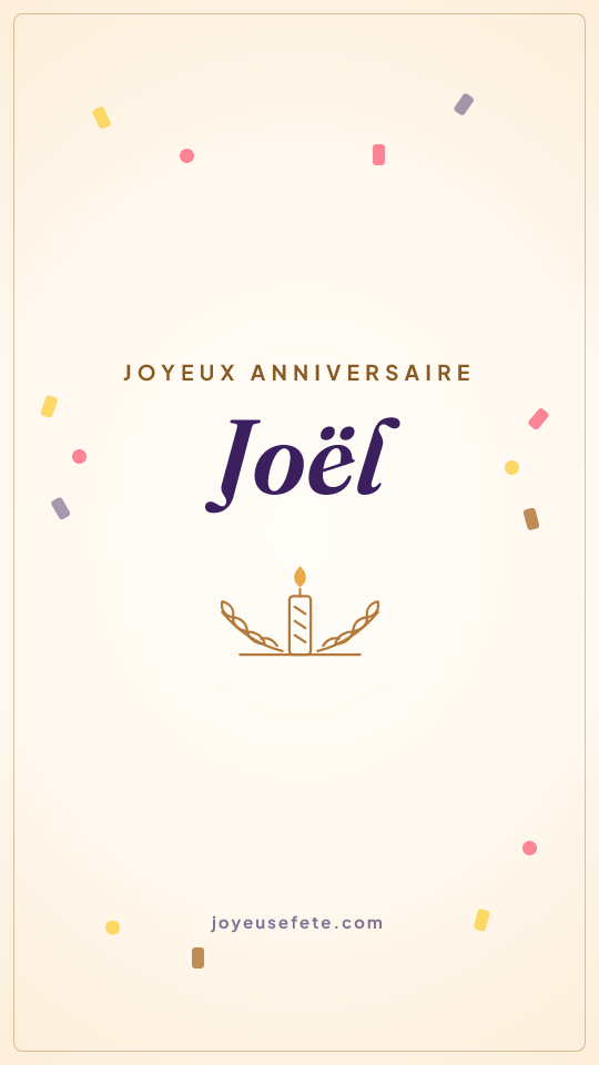 Image « Joyeux anniversaire Joël » au format story